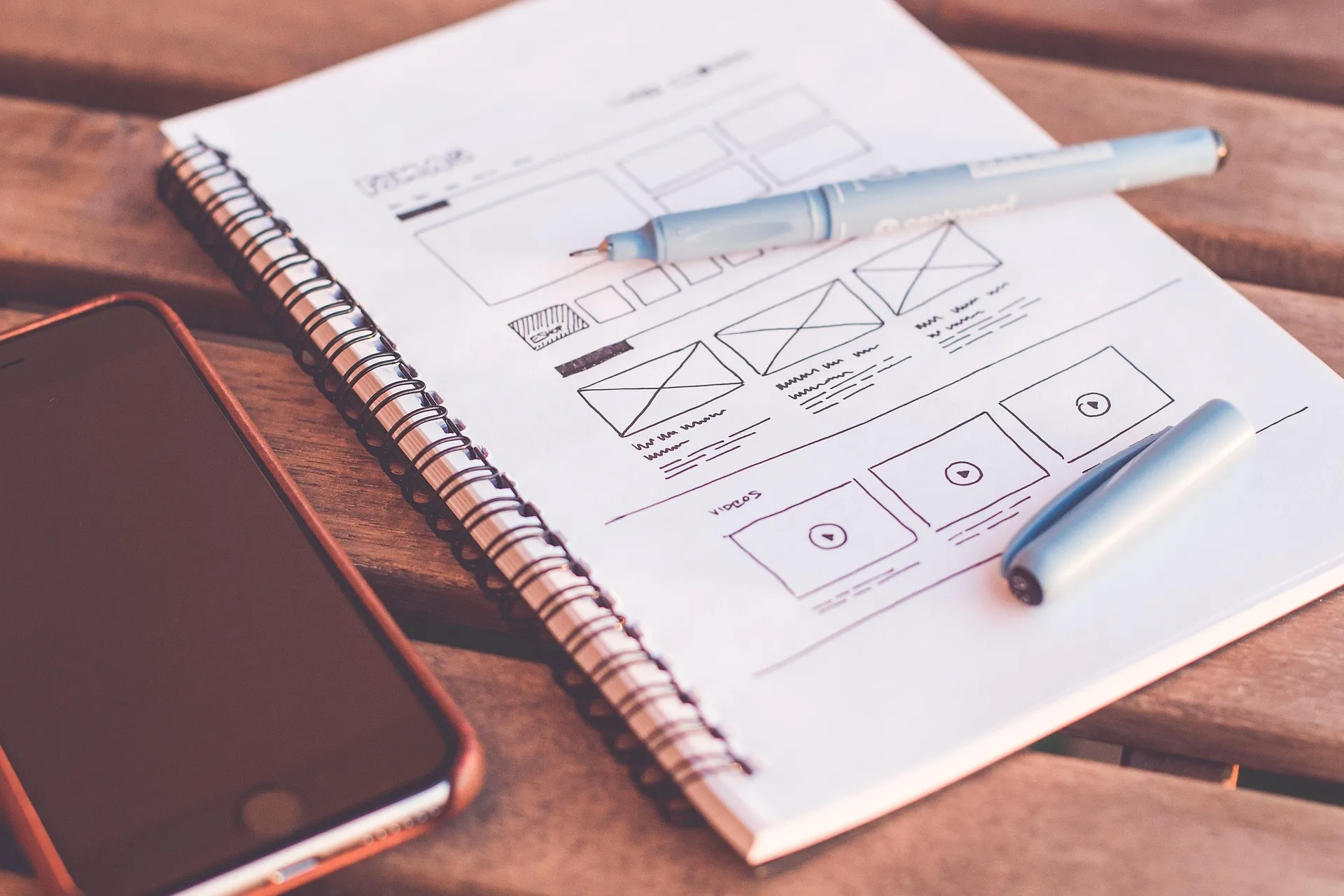 Notebook and sketches for planning a connected student platform